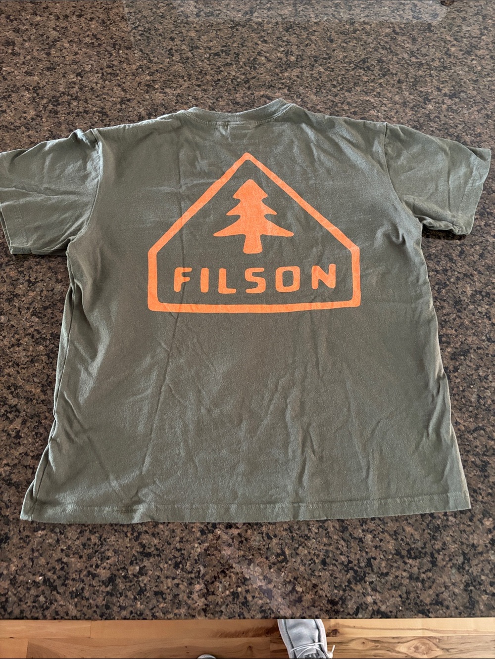 Filson Olive Green Tee with Orange Tree Logo